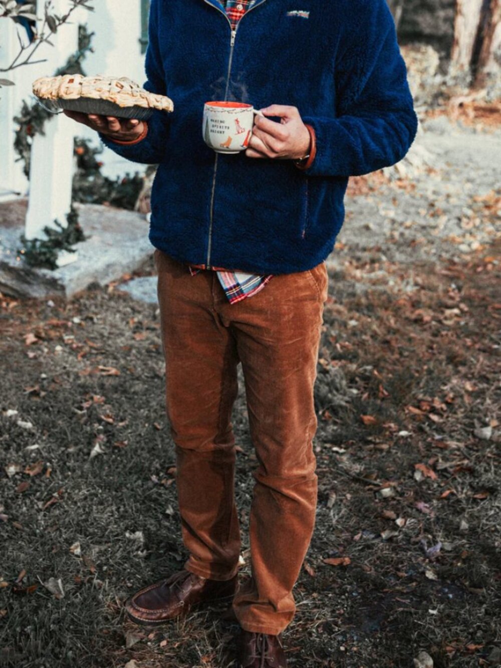 KJP Comfy Campfire Cords Pants Zip Fly Sly Fox Embroidered Brown Men's 30x30